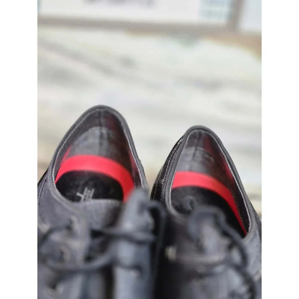 Ashford Hayes Reboot Mens 13M Charcoal Gray Denim Texture Lace Up Dress Shoes